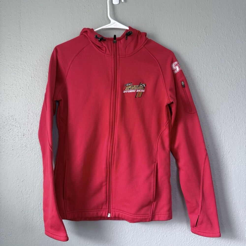 full-zip jacket with the "Allen Lawn Care and Landscaping OFFSHORE RACING Size S